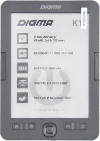 Фото 1/3 Электронная книга Digma K1 6