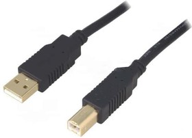 Фото 1/2 CAB-USBAB/5G-BK, Кабель, USB 2.0, вилка USB A, вилка USB B, позолота, 5м, черный