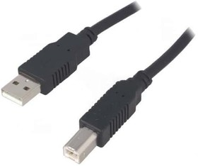 Фото 1/2 CAB-USBAB/1.8-BK, Кабель, USB 2.0, вилка USB A, вилка USB B, 1,8м, черный
