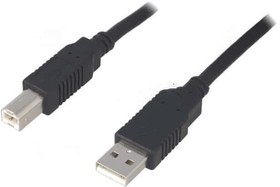 CAB-USB2AB/5-BK, Кабель, USB 2.0, вилка USB A, вилка USB B, 5м, черный, 28AWG, 24AWG