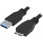 USB 3.0 Adapter cable, USB plug type A to micro USB plug type B, 2 m, black