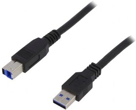 CU0023, Кабель, USB 3.0, вилка USB A, вилка USB B, никелированные, 1м
