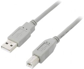 50392, Кабель, USB 2.0, вилка USB A, вилка USB B, 5м, серый