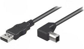 Фото 1/2 50856, Кабель USB 2.0 вилка USB A,угловая вилка USB B 2м черный