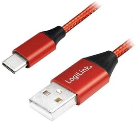 Фото 1/2 CU0148, Кабель, USB 2.0, вилка USB A, вилка USB C, 1м, красный