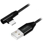 CU0137, Кабель, USB 2.0, вилка USB A, угловая вилка USB C, 0,3м, черный