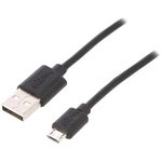 38659, Кабель USB 2.0 вилка USB A,вилка micro USB B черный 0,5м