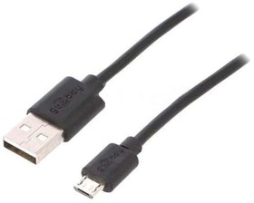 Фото 1/2 38659, Кабель USB 2.0 вилка USB A,вилка micro USB B черный 0,5м