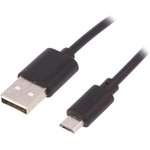 50497, Кабель, USB 2.0, вилка USB A, вилка microUSB B, 0,25м, черны