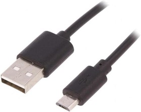 Фото 1/2 50497, Кабель, USB 2.0, вилка USB A, вилка microUSB B, 0,25м, черны
