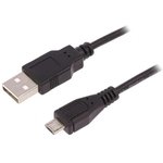 50521, Кабель, USB 2.0, вилка USB A, вилка microUSB B, 1м, черный