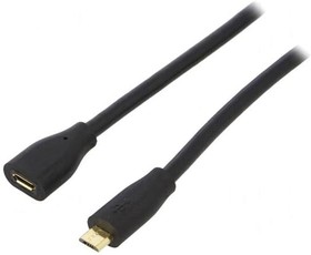 Фото 1/2 CU0125, Кабель, USB 2.0, гнездо USB B micro, вилка micro USB B, 5м