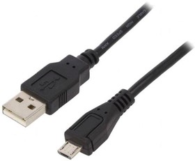 Фото 1/2 50498, Кабель, USB 2.0, вилка USB A, вилка microUSB B, 0,5м, черный