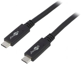 38873, Кабель; USB 3.2; с обеих сторон,вилка USB C; 1м; черный; 20Гбит/с