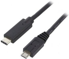 50476, Кабель, USB 2.0, вилка microUSB B, вилка USB C, 1,2м, черный