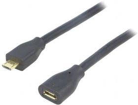 Фото 1/2 CU0120, Кабель, USB 2.0, гнездо USB B micro, вилка micro USB B, 0,5м