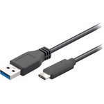 USB 3.0 Adapter cable, USB plug type A to USB plug type C, 0.5 m, black