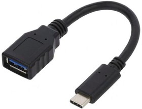Фото 1/2 CU0098, Кабель, USB 3.0, гнездо USB A,вилка USB C, 150мм, черный