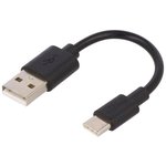 38675, Кабель USB 2.0 вилка USB 2.0A,вилка USB 3.1 C 0,1м черный
