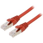Patch cable, RJ45 plug, straight to RJ45 plug, straight, Cat 6A, S/FTP, LSZH, 1 m, red