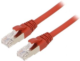 Patch cable, RJ45 plug, straight to RJ45 plug, straight, Cat 6A, S/FTP, LSZH, 1 m, red