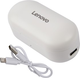Фото 1/5 Bluetooth-наушники Lenovo HT28 с микрофоном (TWS), белые