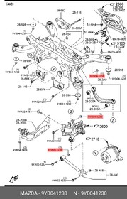 9YB041238, Гайка металлическая развального болта подвески, М12, MAZDA | купить в розницу и оптом