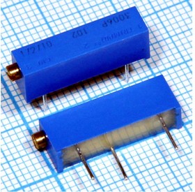 Фото 1/2 Резистор подстроечный 100 кОм, 15 оборотов, на плату, 3006P104 BARONS; №7267 РПодстр 100к\15об\3P/ плат\3006P104BARO
