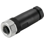 1807230000, Circular Connector, M12, Socket, Straight, Poles - 4, Screw, Cable Mount