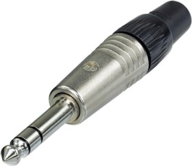 6.35 mm jack plug, 3 pole (stereo), solder connection, metal, NP3C