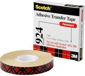 9241233, Scotch ATG Adhesive Transfer Tape 924, 12mm x 33m, Transparent
