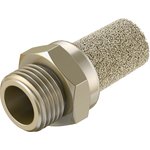 AMTE-M-LH-G18, AMTE Brass, Bronze 10bar Pneumatic Silencer, Threaded, G 1/8 Male