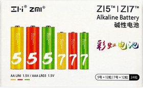 Фото 1/4 LR24 Colors, Батарейка алкалиновые Xiaomi ZMI Rainbow Zi5 AA/Zi7 AAA (12+12 шт.) (LR24)