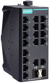 EDS-2018-ML-2GTXSFP-T, Ethernet Switch, RJ45 Ports 18, Fibre Ports 2SFP, 1Gbps, Unmanaged