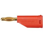 DI FK 15 L AU / 2.5 / RT, Banana Plug, 4mm, 32A, Gold-Plated, Soldering, Red