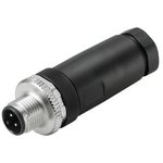 1807340000, Circular Connector, M12, Plug, Straight, Poles - 4, Screw, Cable Mount