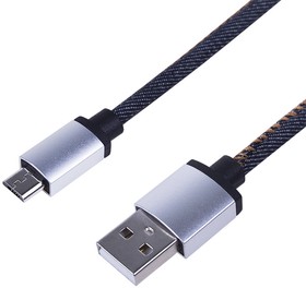 Фото 1/6 18-4242, Кабель USB-A - micro USB, 2,4А, 1м, в джинсовой тканевой оплетке