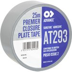 AT293, Closure Plate Tape AT293 Cloth Tape, 25m x 50mm, Silver, Gloss Finish