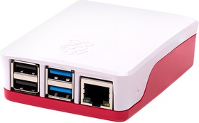 Фото 1/8 PI4B_CASE_RED/WHITE, Raspberry Pi Accessory, Raspberry Pi 4 Model B Official Case, Plastic, Red/White