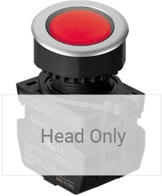 S3PFU-P3R, Круглый кнопочный выключатель, ø30, утопленный ( с подсветкой), красный
