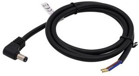 RND 205-01291, DC Connection Cable, 2.1x5.5x9.5mm Plug - Bare End, Angled, 500mm, Black