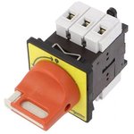 Emergency stop/main switch, Rotary actuator, 3 pole, 20 A, (W x H) 60 x 74 mm ...