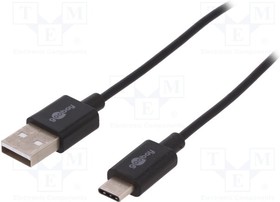 45735, Кабель USB 2.0 вилка USB 2.0A,вилка USB 3.1 C 1м черный