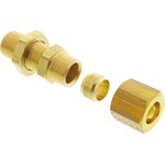 0116 08 00, Brass Pipe Fitting, Straight Compression Bulkhead Coupler ...