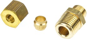 Фото 1/3 0105 06 13, Brass Pipe Fitting, Straight Compression Coupler, Male R 1/4in to Female 6mm