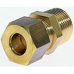 0105 12 13, Brass Pipe Fitting, Straight Compression Coupler, Male R 1/4in to Female 12mm