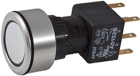 A1PCA1X220K103, Illuminated Push Button Switch, Latching, Panel Mount, 16mm Cutout, DPDT, Red LED, 250V ac, IP65