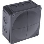 62215, Combi Series Black Polypropylene Junction Box, IP66, IP67, 140 x 140 x 82mm