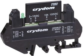 Фото 1/2 DRA1-CMX200D3, Sensata Crydom DRA1 CMX Series Solid State Interface Relay, 10 V dc Control, 3 A Load, DIN Rail Mount