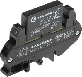 Фото 1/6 DRA1-MPDCD3, Solid State Relays - Industrial Mount DIN Mt 60 VDC/3A out 3-32 VDC input